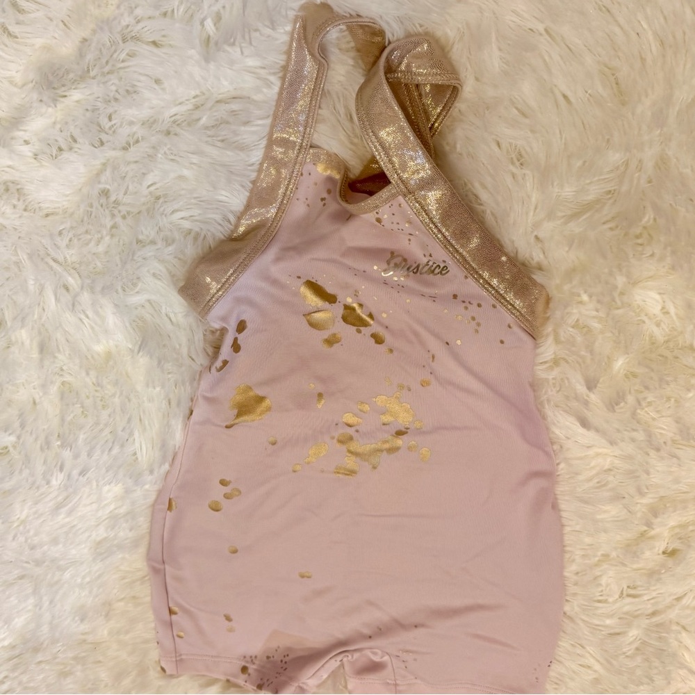 Justice Pink Leotard with Gold Foil Accents
